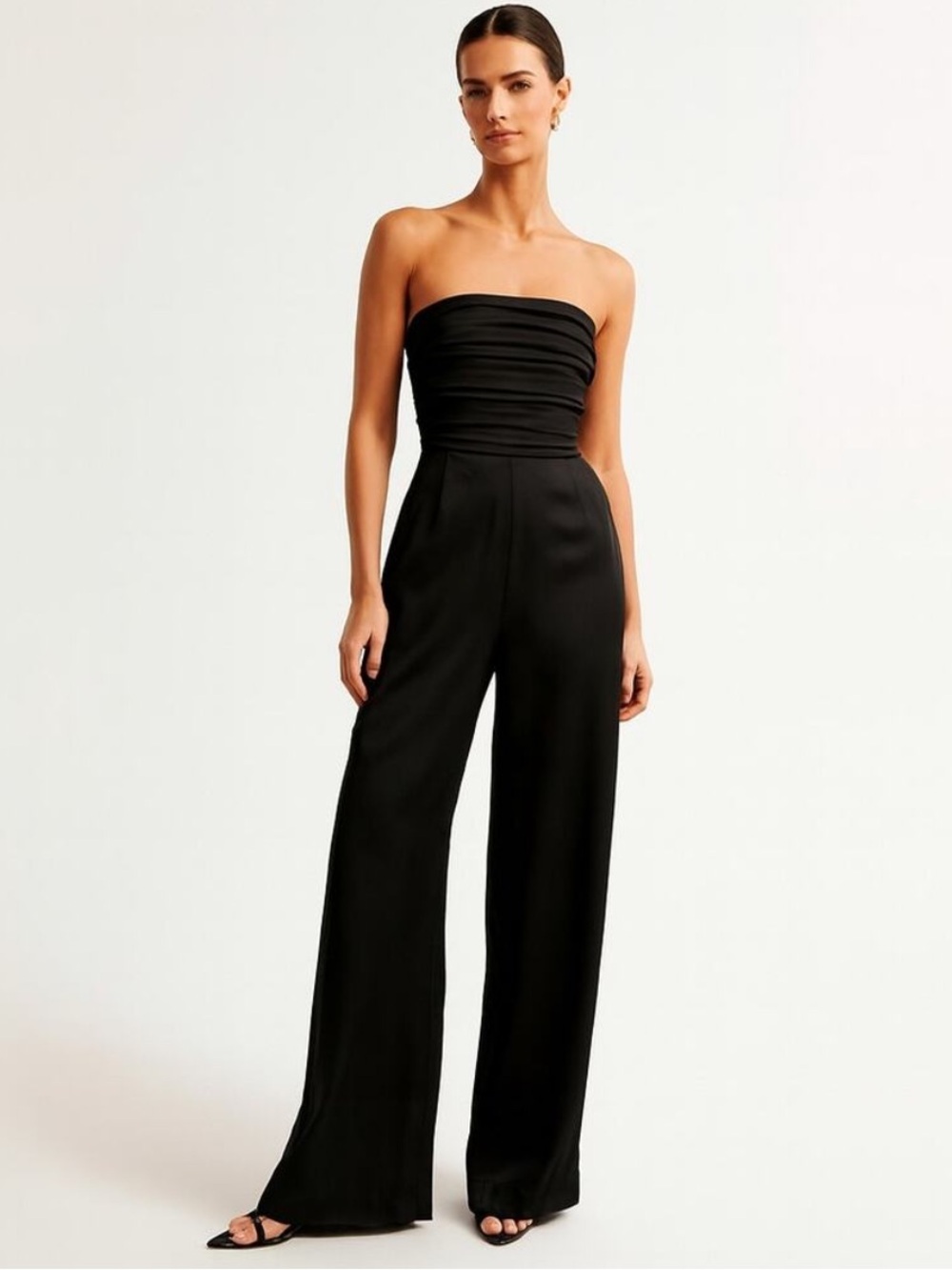ABERCROMBIE & FITCH Strapless Satin Jumpsuit